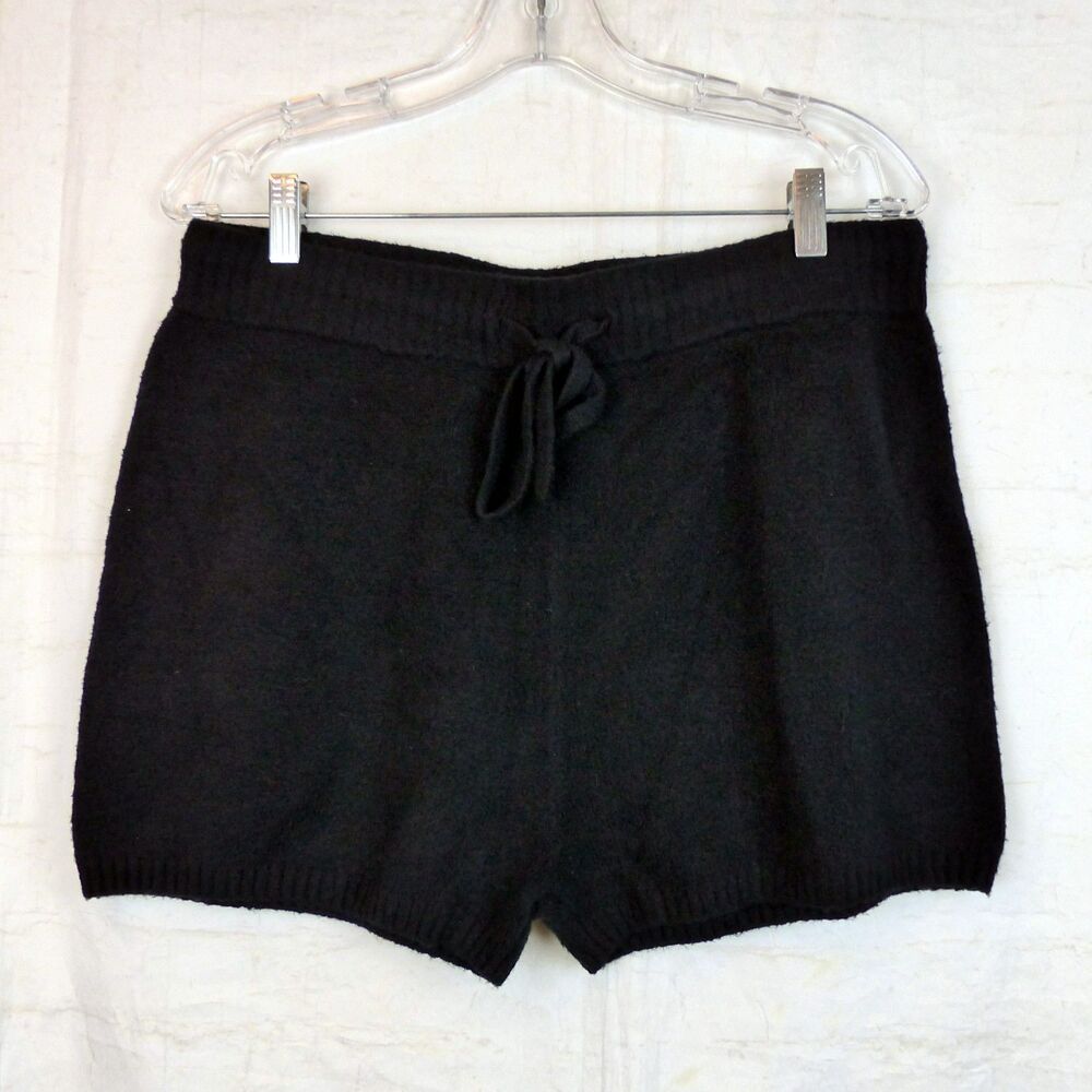 James Perse Shorts Womens 4 (33.5) Black Knit Lounge Cozy Drawstring High Rise